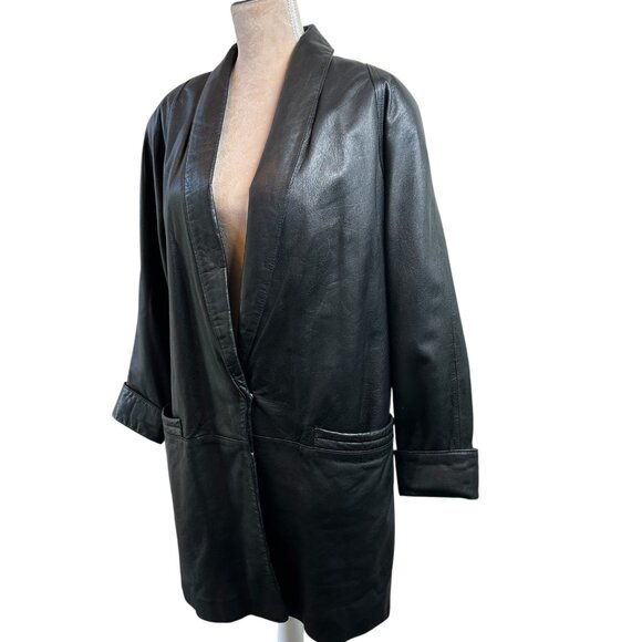 Vintage 90's Wilson's Black Leather Jacket Slouchy Oversize Women's Size Small - Picture 2 of 10